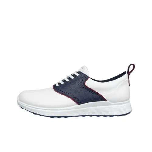 Ecco GOLF S THREE Устойчивая к истиранию низкая обувь для гольфа Мужская Белый Синий
