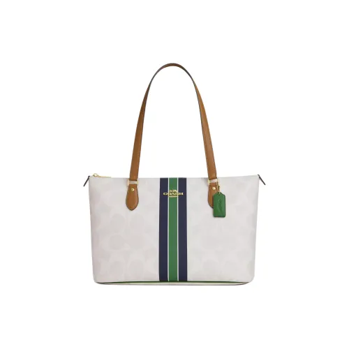 COACH Gallery Покрытый холст Сумка на плечо Большая Женская Белая