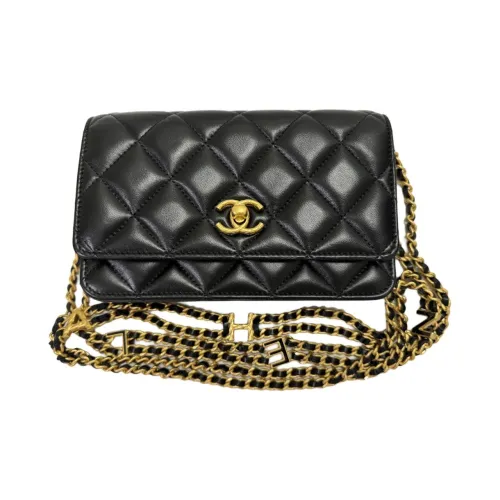 CHANEL Двойная цепочка сумка через плечо женская черная