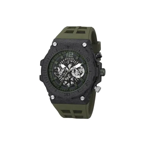 GUESS Наручные часы Кварцевый механизм Силиконовый ремешок 48 мм Черепный циферблат Мужские часы