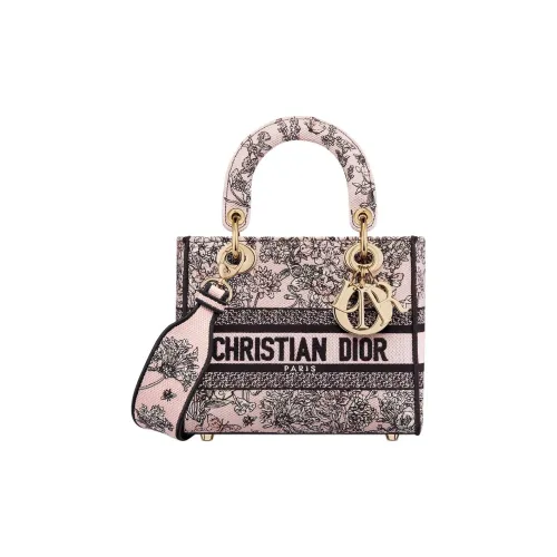 DIOR Lucky Collection LADY D Лайт Хлопок Одно плечо Сумка Маленькая Женская Розовая
