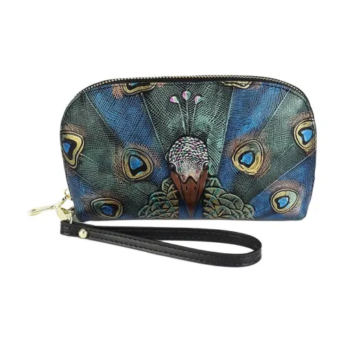 QIAJIAN Клатч из коровьей кожи женский с изображением павлина