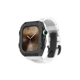 Белый ремешок, черная застежка-бабочка