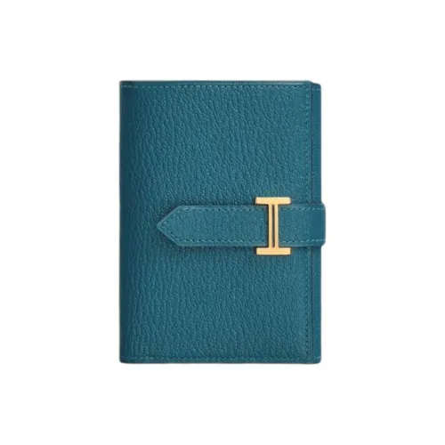 HERMES Bearn Mysore Шевро Кошелек Женские D2 Новый BLEU Jean Новый Джинсовый синий