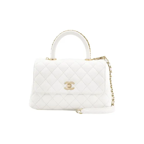 CHANEL Coco Handle Коровья кожа Сумка Сумка через плечо Маленькая Сумка через плечо Женская Белая