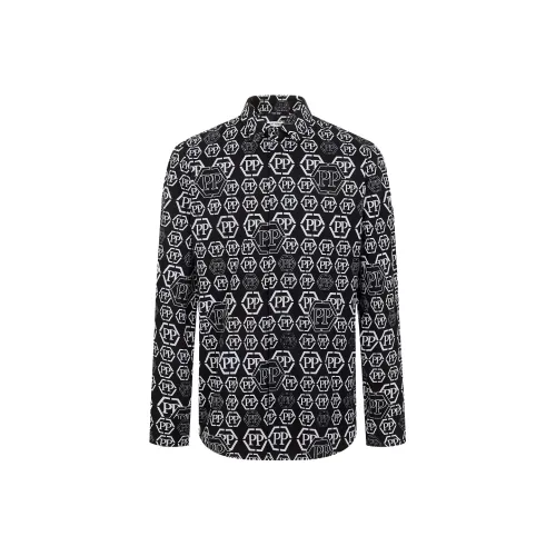 PP PIERRE PIERUCCI Мужская рубашка с черным цветочным принтом
