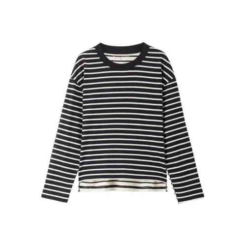 Giordano 08 Черный Абрикос Полосы Женские T-Рубашки