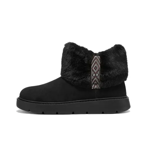 Skechers Термический Увеличивающий Высоту Покрытие Короткие Снежные Ботинки Женские Черные