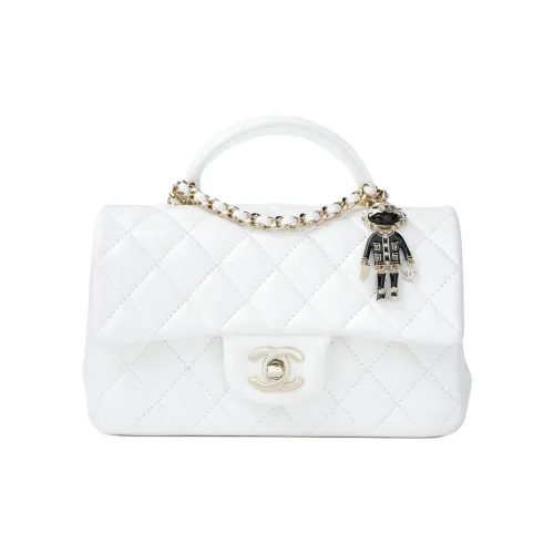 CHANEL Classic Flap CF Lambskin Сумка через плечо Сумка через плечо Мини Женская Белая