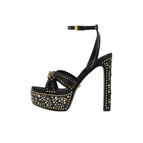 VERSACE Gianni Ribbon One Strap Sandals 14cm Women's Black