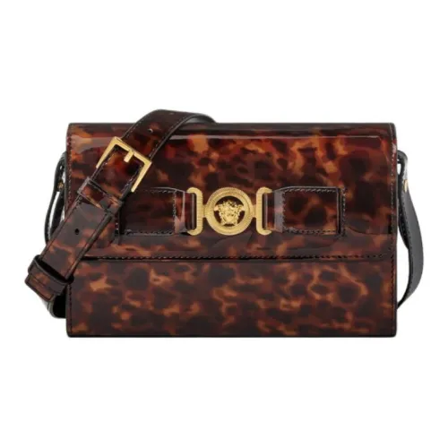 VERSACE MEDUSA BIGGIE серия Сумка через плечо из коровьей кожи Курьерская сумка Женская Коричневый и Золотой