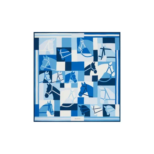 GUCCI Шерсть Шелковые Шарфы Унисекс Синий