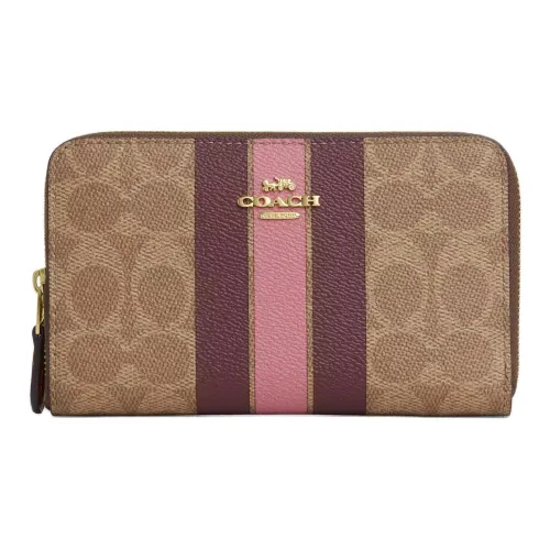 COACH Id Zip Wallet Покрытый холст Кошелек Маленький Женский Коричневый