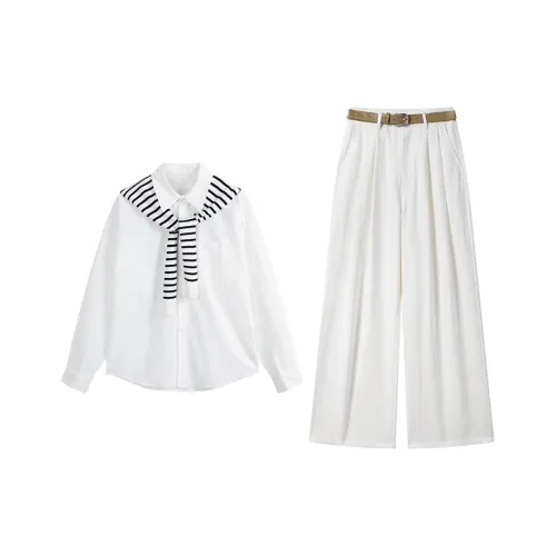 MARIE·COCO Рубашка+Шаль+Брюки Нет Ремень Женские Повседневные Костюмы