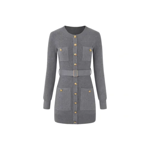 GORGEOUSIDEA Осенне-зимнее длинное платье с длинными рукавами для женщин