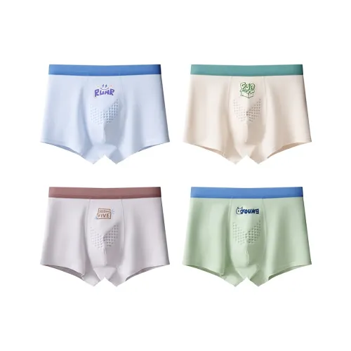 Хлопок 4 пачки кожа + светло-зеленый + светло-серый + светло-синий Kids трусы