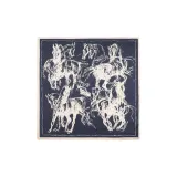 Чернила Синий 2 Абстрактный Прыгающий Конь (65*65CM)