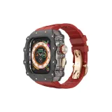 Углеродное волокно, прозрачный, рамка, акула, фторкаучук, красный ремешок, розово-золотой, застежка-бабочка