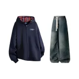 Комплект одежды (Темно-синий топ + Винтажные синие штаны)