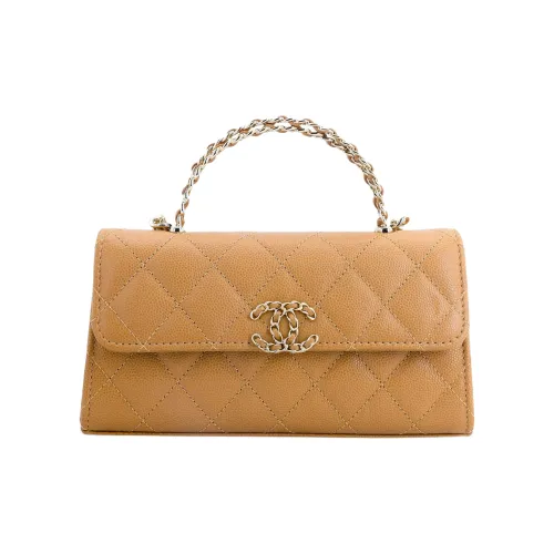 CHANEL 23P SS Корова Кожа Flap Bag Сумка через плечо Сумка через плечо Женская Молочно-чайный Карамель