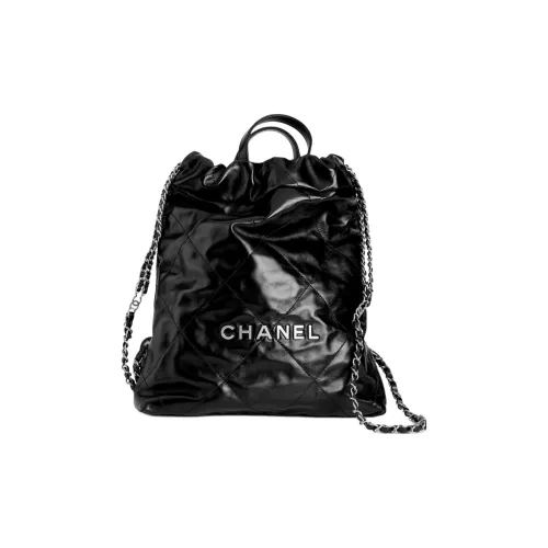 CHANEL 22Bag Яркий Телячья кожа Рюкзак Маленький Женские Черный