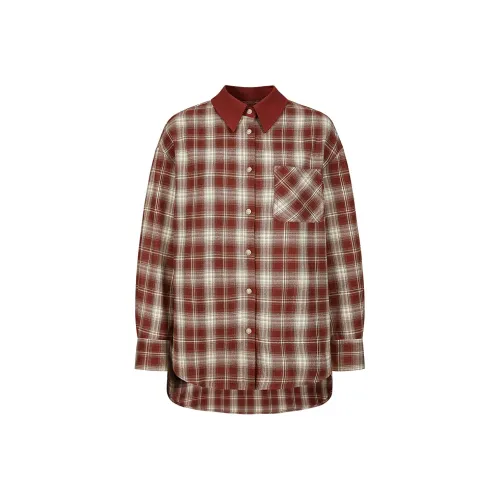 JZ. ANNAKRO Клетчатая Ржаво-красная Женская Рубашка