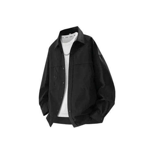 PGNC Свободный крой Однотонный Минималистский стиль Повседневный Длинный рукав Рубашка Унисекс