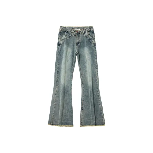 ZRZV Джинсы Женские Винтаж Стилизированный Миллениал Синий