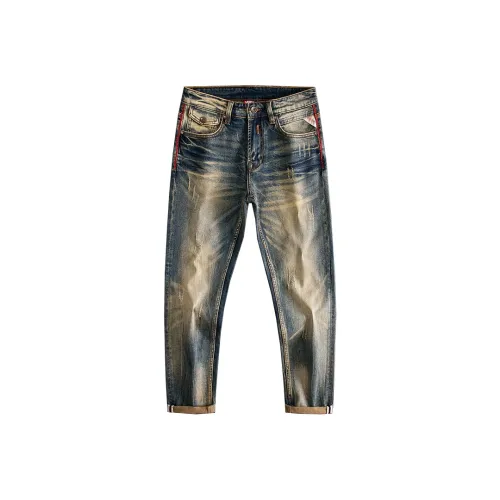 OGQG Винтажный синий Мужские Джинсы