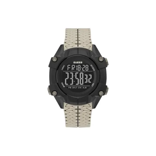 GUESS Мужские часы Кварцевый механизм Силиконовый ремешок 47 мм Черный циферблат