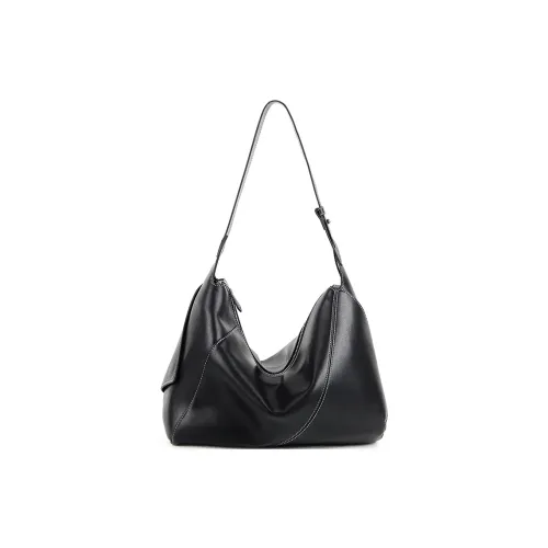 YOCAMU Cloud Leather Shoulder Bag Standard Unisex Knight Black YOCAMU Cloud Кожа Плечевая Сумка Стандартная Унисекс Рыцарь Черный