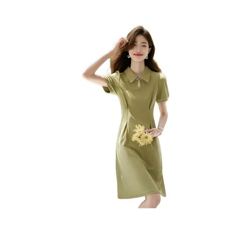 Mo Han Yi Mei SS24 Короткий рукав Платье Женское