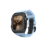 Синий ремешок, черная застежка-бабочка