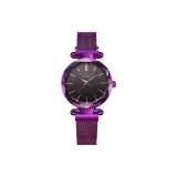 Фиолетовый чехол, черный циферблат, фиолетовый сетчатый ремешок