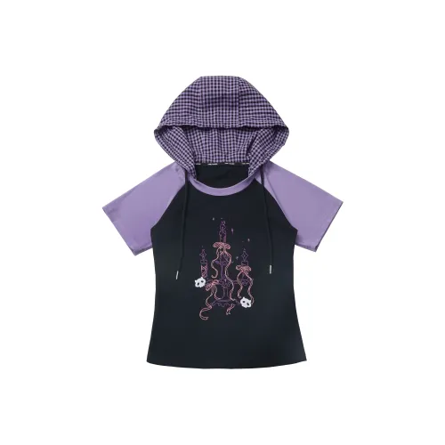 Pink Savior С капюшоном Короткий рукав 25S146 Женская T-рубашка