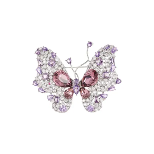 Фиолетовые синтетические кубические циркониевые брошки женские