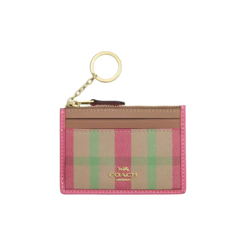 COACH Skinny Id Case Цвет холста Картхолдер Мини Женские Розовый многоцветный