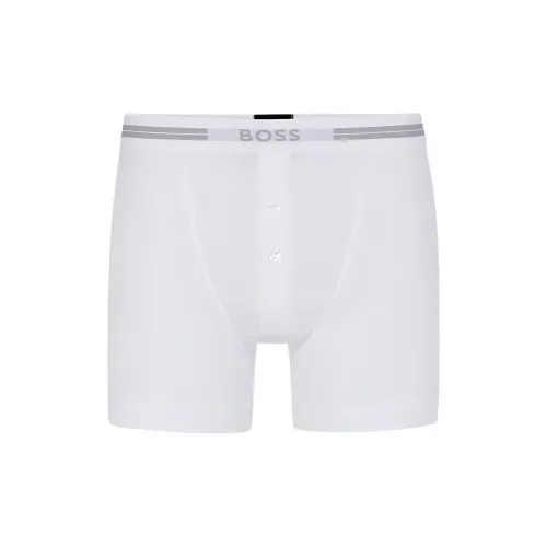 Hugo Boss Вязаная модель Хлопок Транкс с логотипом Кромка пояса Нижнее белье Мужской 1 упаковка Белый