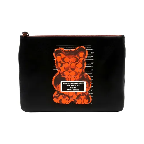 COACH X Vandal Желейный Wristlet Кожа Клатч Большой Унисекс Черный Оранжевый