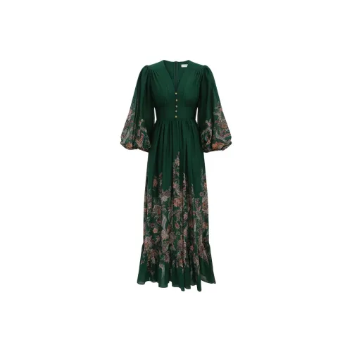 Zimmermann SS25 Длинное Платье с Длинными Рукавами Женское