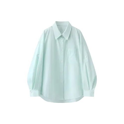 POWXV Свободный крой Длинный рукав Тонкая рубашка для защиты от солнца Женская