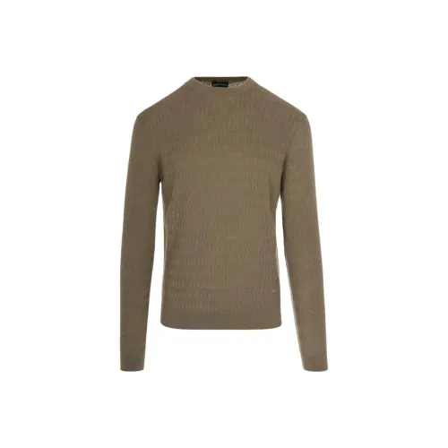 EMPORIO ARMANI Свитера для мужчин с ромбовым узором из орехового дерева