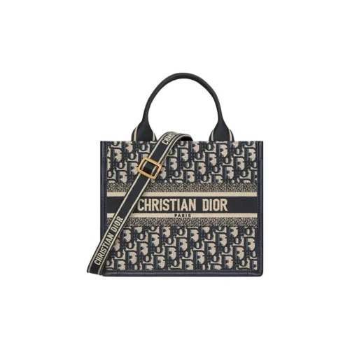 DIOR BookTote Вышивка с коровьей кожей сумка маленькая женский синий