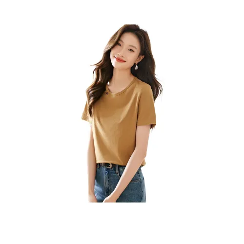 MOHANYIMEI Желтая рубашка с принтом "Опавшие листья" для женщин