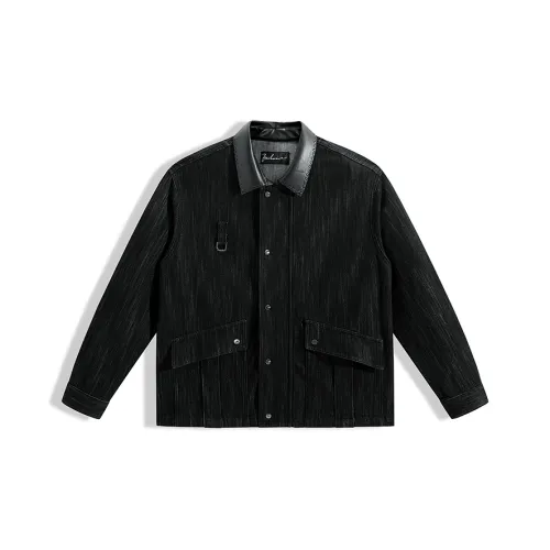 PEACEBIRD MEN Модный Barn Style PU кожа Отложной воротник Джинсовая куртка Мужская