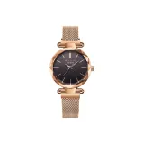 Золотой корпус, черный циферблат, золотая сетчатая полоска