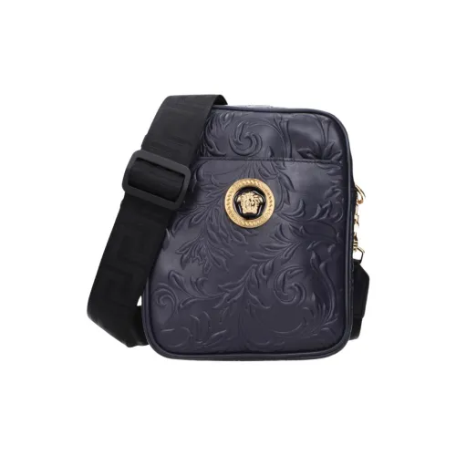 VERSACE Сумка через плечо из кожи унисекс темно-синий