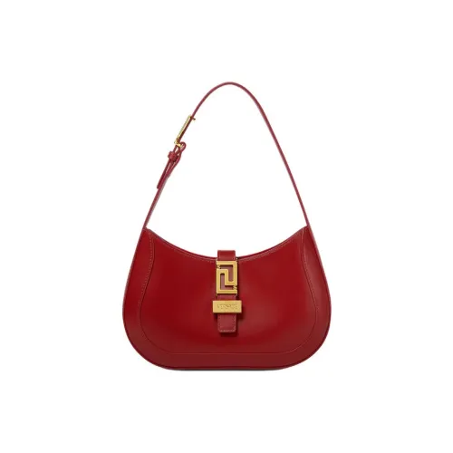 VERSACE Greca Goddess Телячья кожа Хобо Сумка Сумка Плечевая сумка Маленькая Женская Бордовая