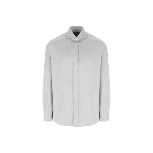 BRUNELLO CUCINELLI Серый Мужские Рубашки