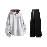 Комплект одежды (Белый Фотиния Серый Топ + Черные Штаны)